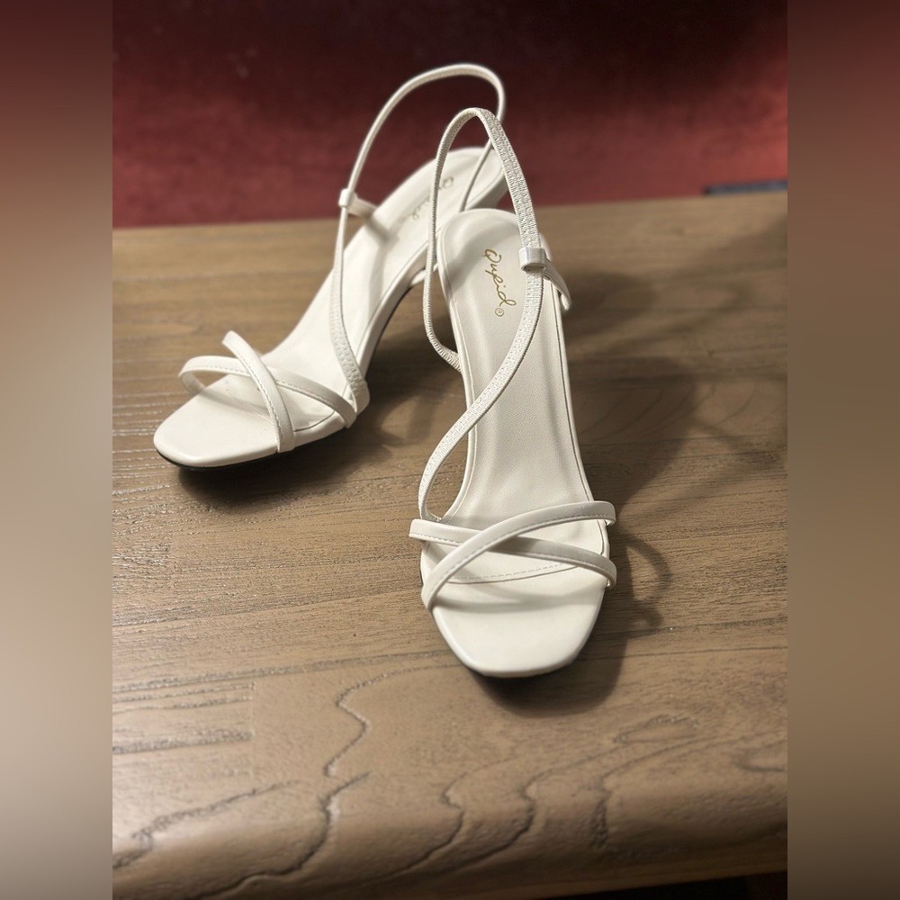 Qupid White Strappy Heels